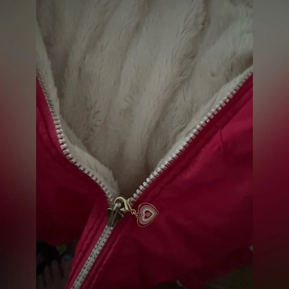 Girls hot pink DKNY coat 5/6